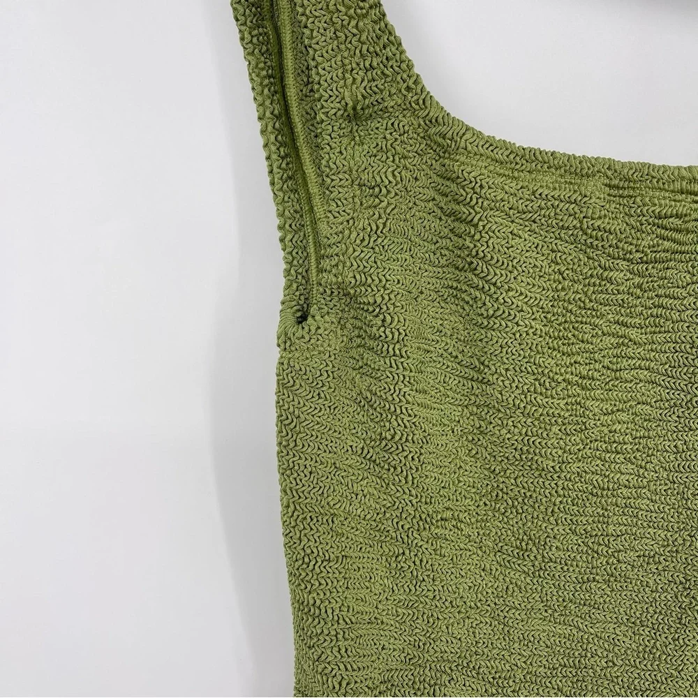 Hunza G Square Neck One Piece Metallica Khaki Swim Woman’s One Size - Picture 4 of 7